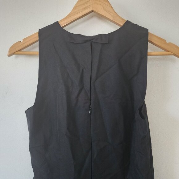 NWT J Crew Black Dress 2 Style H2438 Solid Black Bow Dropwaist Dress - Picture 7 of 8